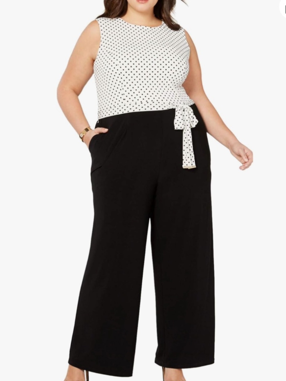 Tommy Hilfiger Polka Dot Wide-Leg Jumpsuit - Size 18W